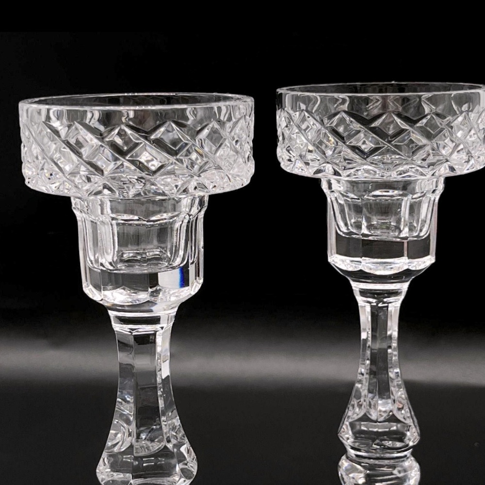 Vintage Crystal Candlestick Holders by Tyrone Crystal (Ireland), c. 1950s - Picture 3 of 4